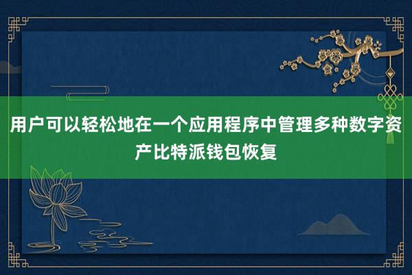 用户可以轻松地在一个应用程序中管理多种数字资产比特派钱包恢复