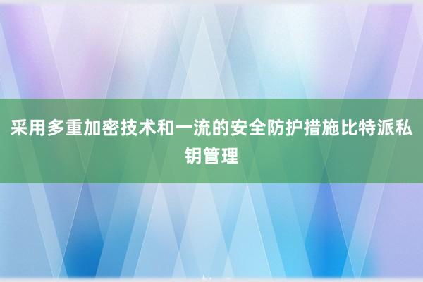 采用多重加密技术和一流的安全防护措施比特派私钥管理