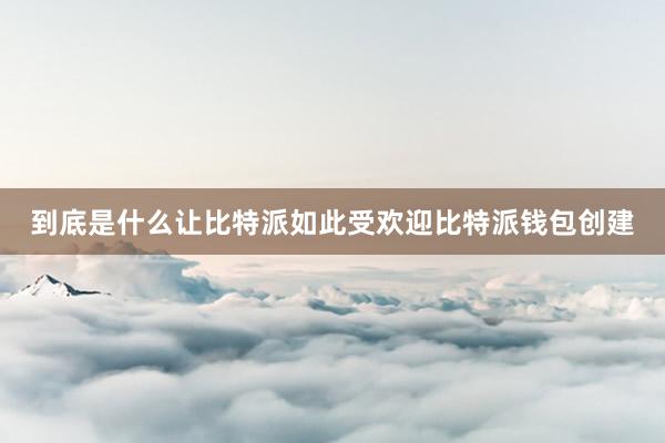 到底是什么让比特派如此受欢迎比特派钱包创建